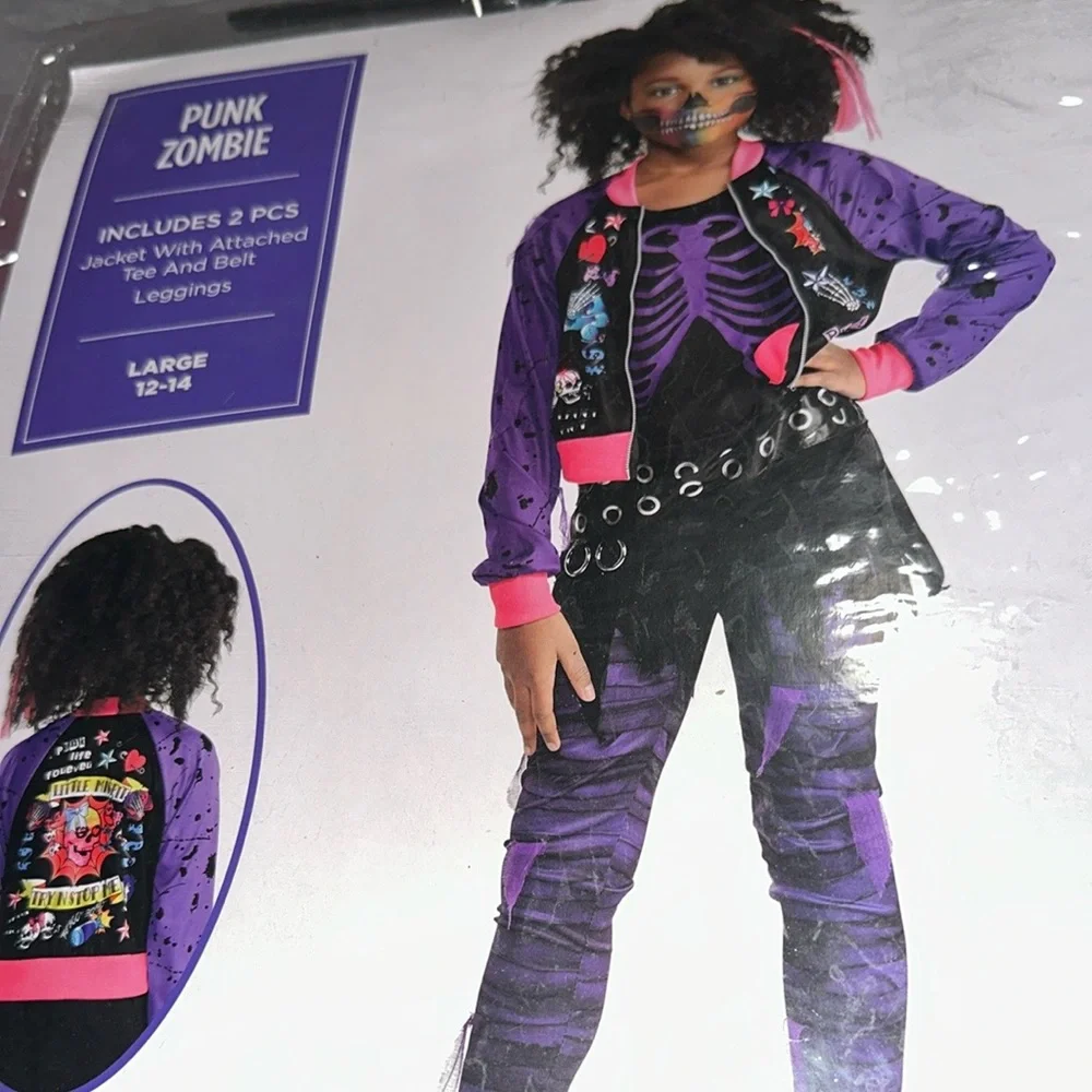 Punk Zombie Kids Costume - Purple and Pink